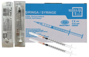 Enjektör 1 ML 3 Parça Kahverengi 26 G / 13 mm İnsülin ( Şırınga ) 100 Adet / Kutu