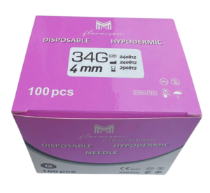 Mezoterapi İğne Ucu 34G 4 MM   100 Adet / Kutu